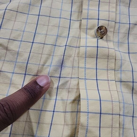 LL Bean Shirt Mens Medium Yellow Button Down Check Long Sleeve Preppy Stains* - Picture 5 of 7